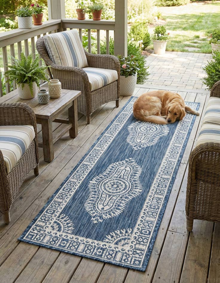 Detail image of 2' x 6' Easy-Clean Traditional Indoor / Outdoor Runner Rug