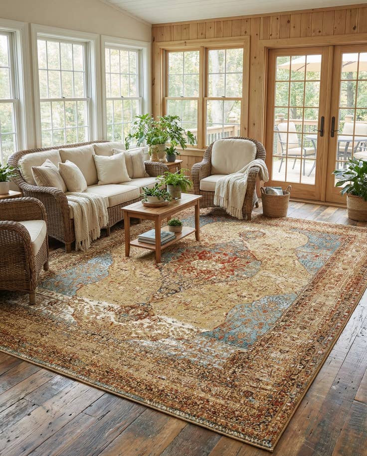 Detail image of 7' 10 x 10' Easy-Clean Traditional Indoor / Outdoor Rug