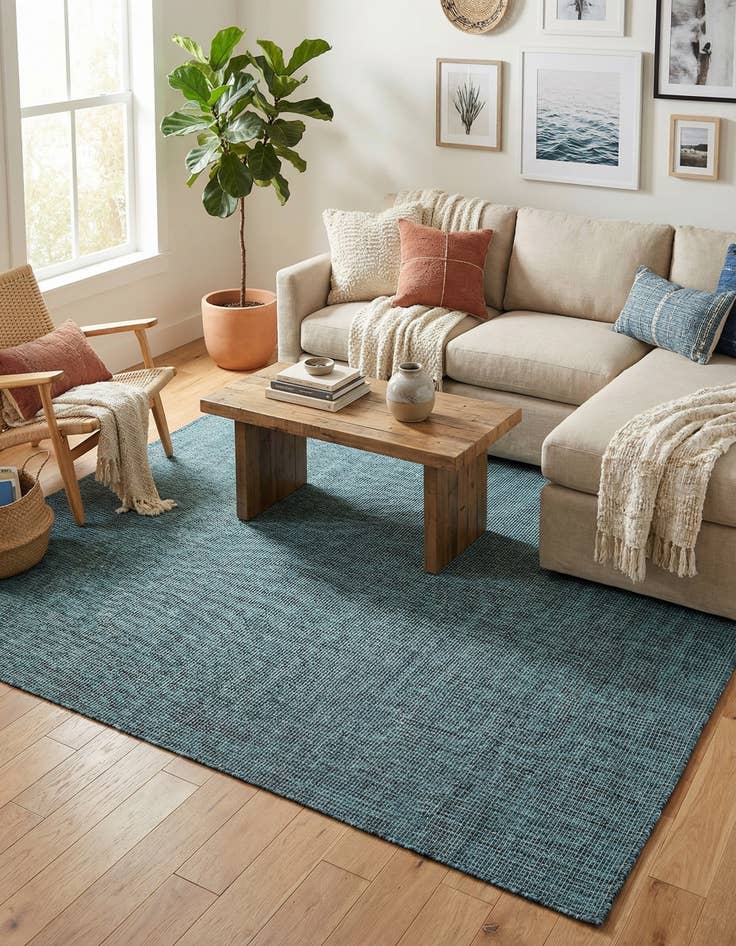 Detail image of  5' 3 x 5' 3  Washable Solid Indoor / Outdoor Square Rug