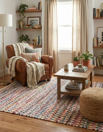 6' 1 x 9' Hand Woven Braided Chindi Rug