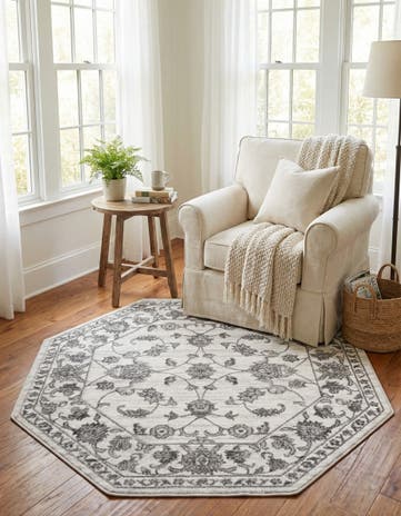 white Gray Boston Octagon Rug