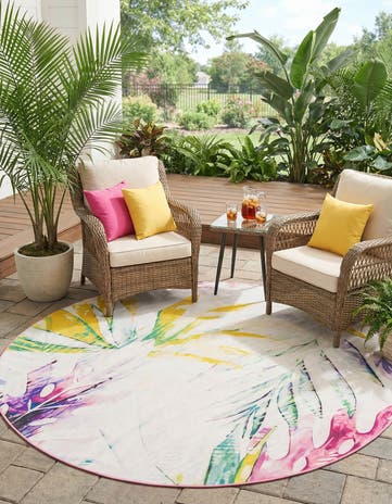 10' x 10' Easy-Clean Jill Zarin Caribbean Indoor / Outdoor Round Rug