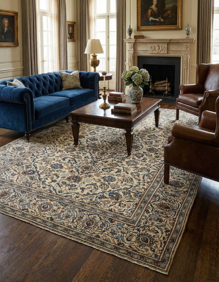 Detail image of 7' 11 x 11' 8  Hand Knotted Kashan Persian Wool Rug