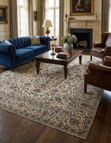 7' 11 x 11' 8 Hand Knotted Kashan Persian Wool Rug