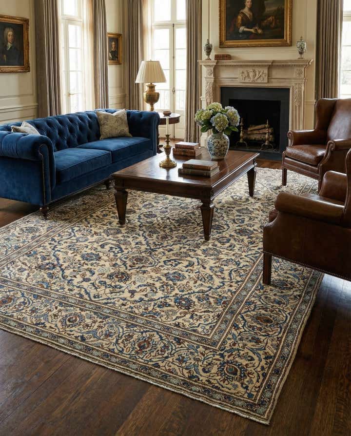 7' 11 x 11' 8 Hand Knotted Kashan Persian Wool Rug