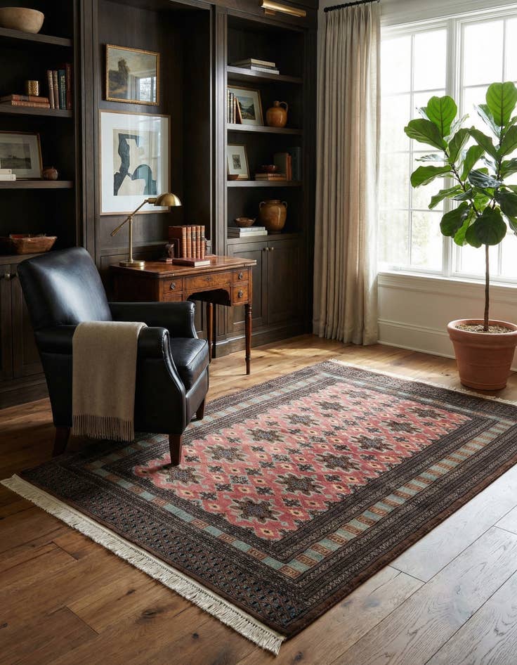 Detail image of 4' 2 x 5' 9 Hand Knotted Bokhara Oriental Wool Rug