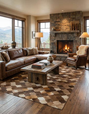 4' 10 x 7' 10 Cowhide Leather Rug