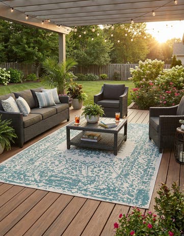 9' x 12' Easy-Clean Traditional Indoor / Outdoor Rug