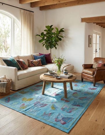 4' 3 x 5' 8 Hand Woven Kilim Suzani Wool Rug