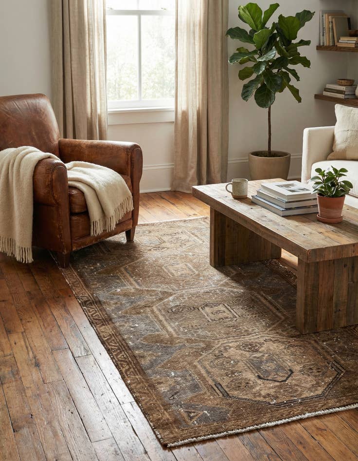 Detail image of 2' 10 x 6' Hand Knotted Ultra Vintage Persian Wool Runner Rug