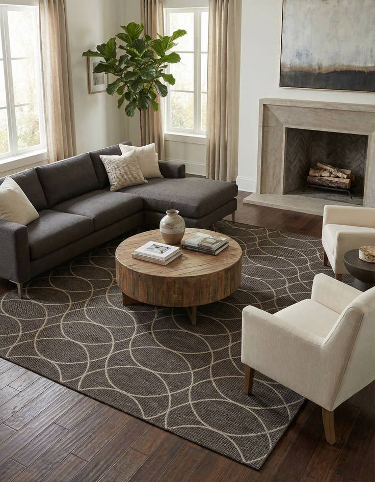 Detail image of 10' x 10'  Washable Trellis Indoor / Outdoor Square Rug