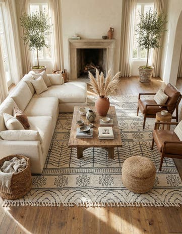 8' x 10' 5 Hand Knotted Moroccan Wool Rug