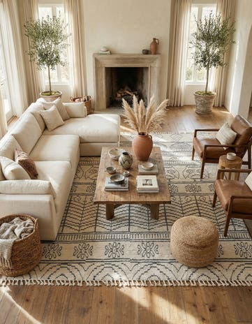 8' x 10' 5 Hand Knotted Moroccan Wool Rug