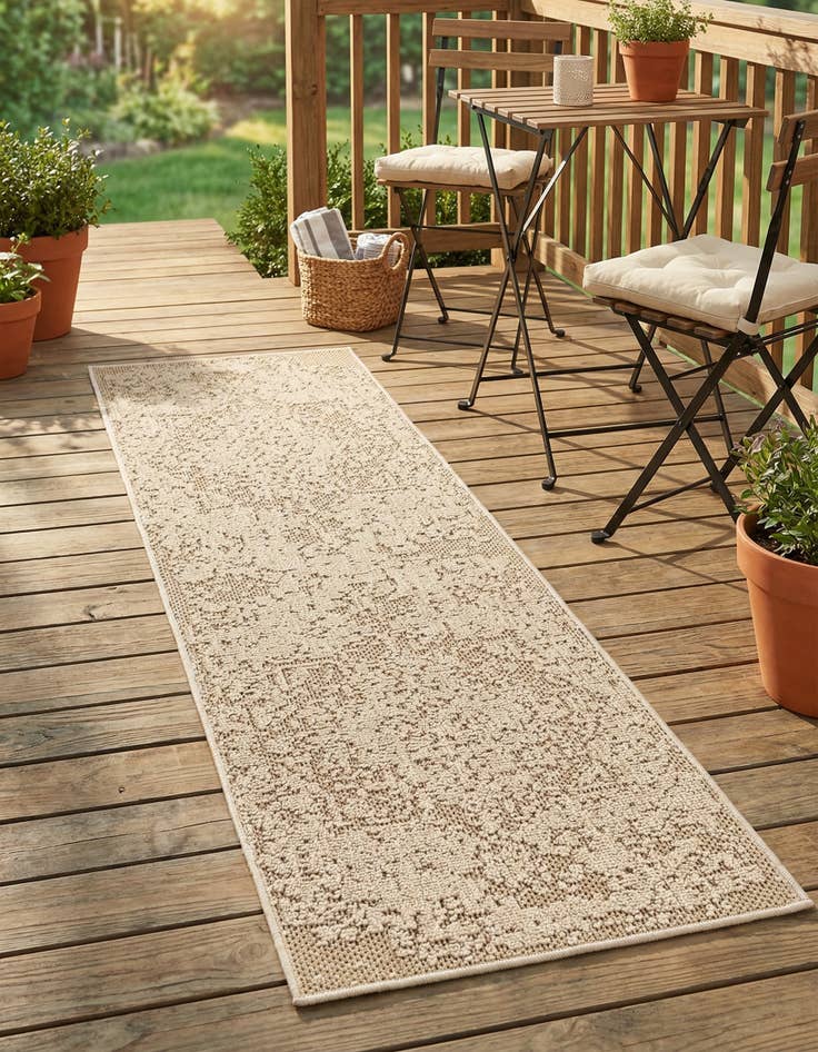 Detail image of 2' x 6' 1  Washable Traditional Indoor / Outdoor Runner Rug