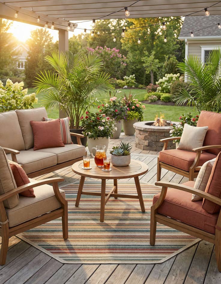 Detail image of  7' 10 x 7' 10  Washable Baja Indoor / Outdoor Octagon Rug