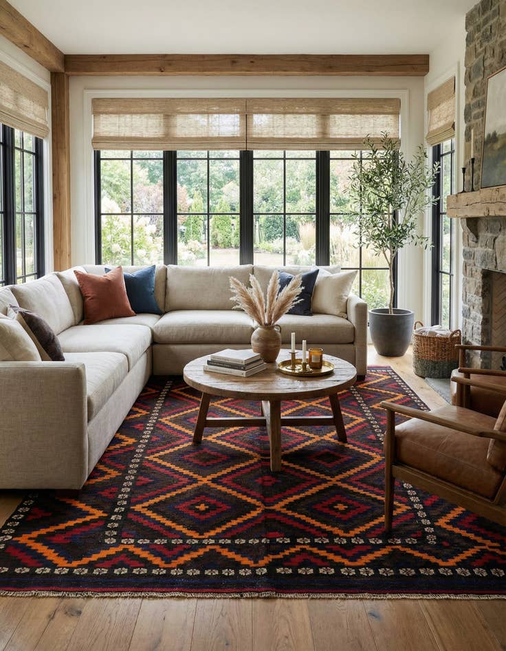 Detail image of 8' 3 x 10' 9  Hand Woven Kilim Afghan Wool Rug