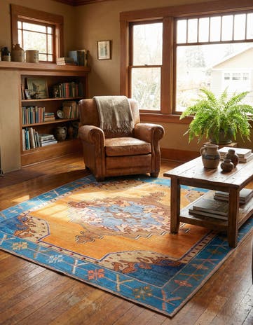 Orange Washable Timeless Square Rug