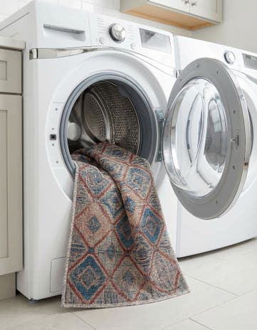 Peach and Blue Washable Sisu Rug