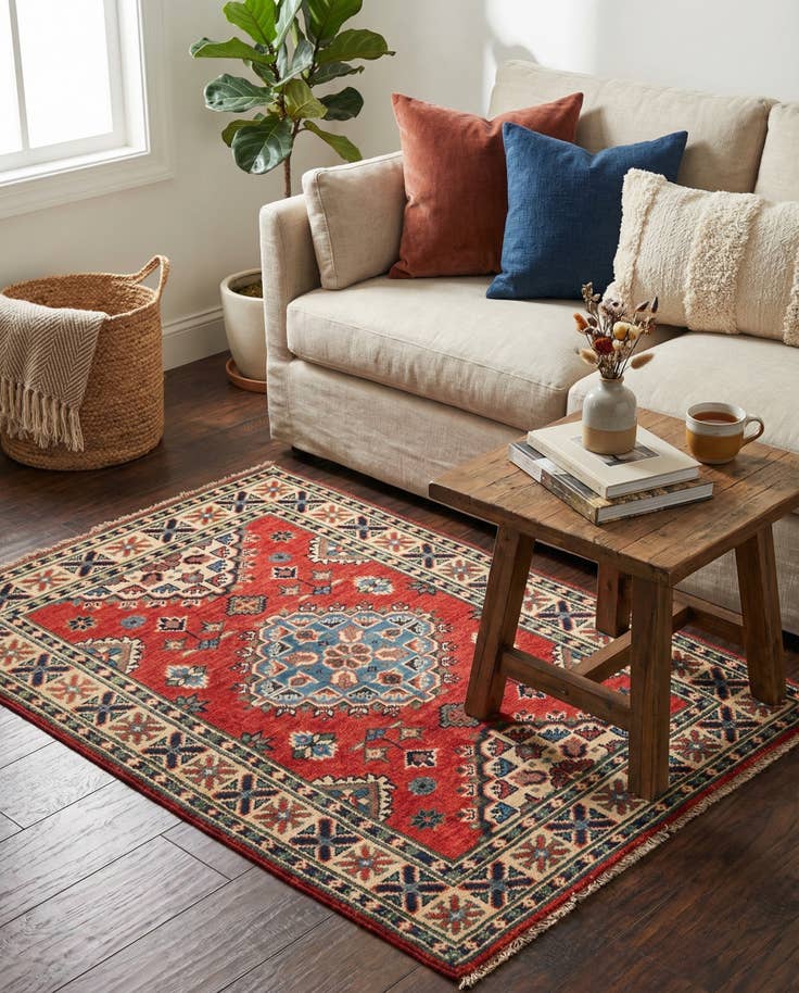 Detail image of 2' 8 x 4' 3 Hand Knotted Kazak Rug