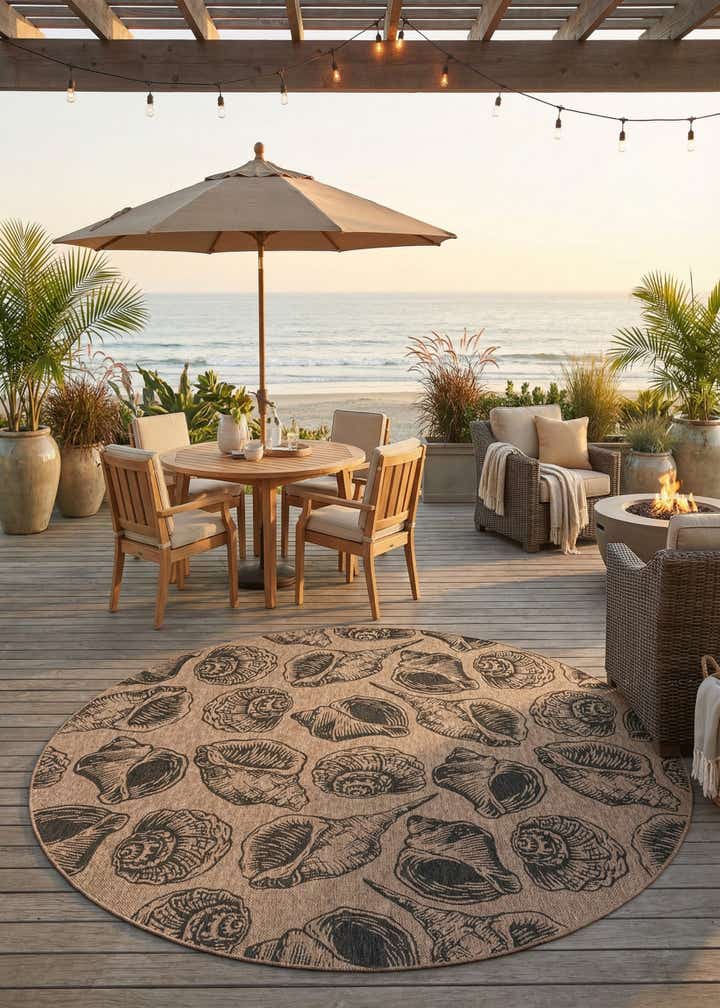 13' x 13' Easy-Clean Coastal Indoor / Outdoor Round Rug