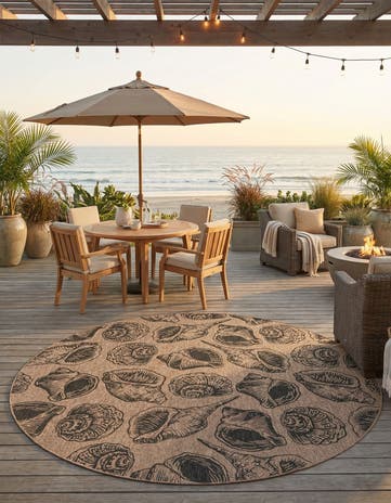 13' x 13' Easy-Clean Coastal Indoor / Outdoor Round Rug