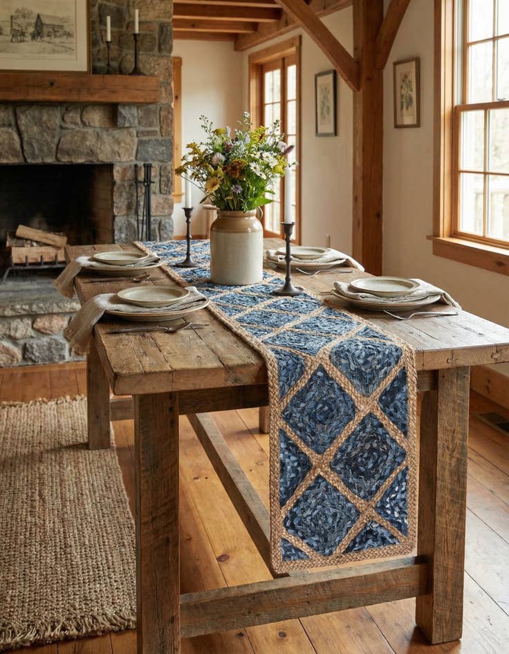 Detail image of  1' 2 x 6' 1  Hand Braided Jute Table Runner Rug