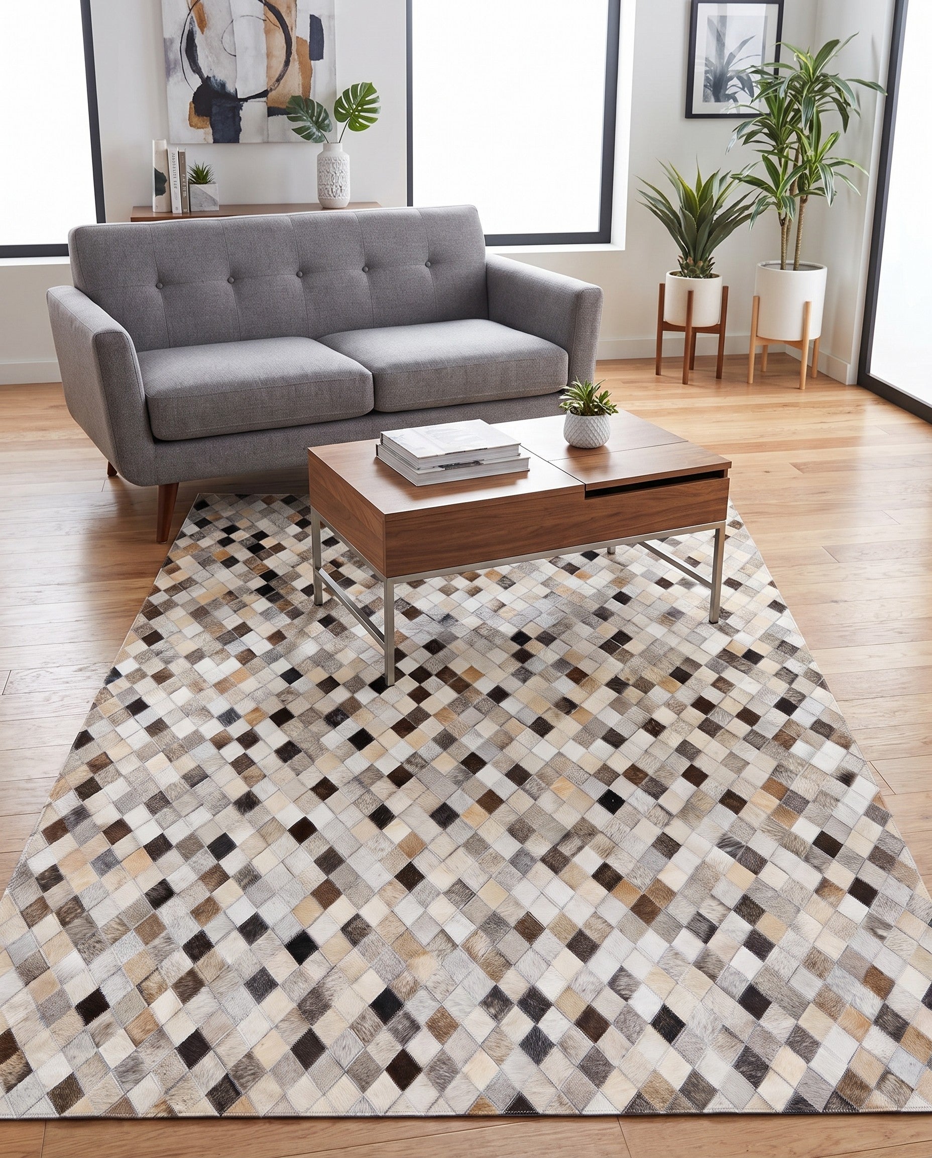 4' 7 x 6' 8 Cowhide Stocks Rug