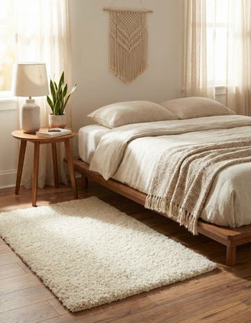 Pure Ivory Solid Shag Rug