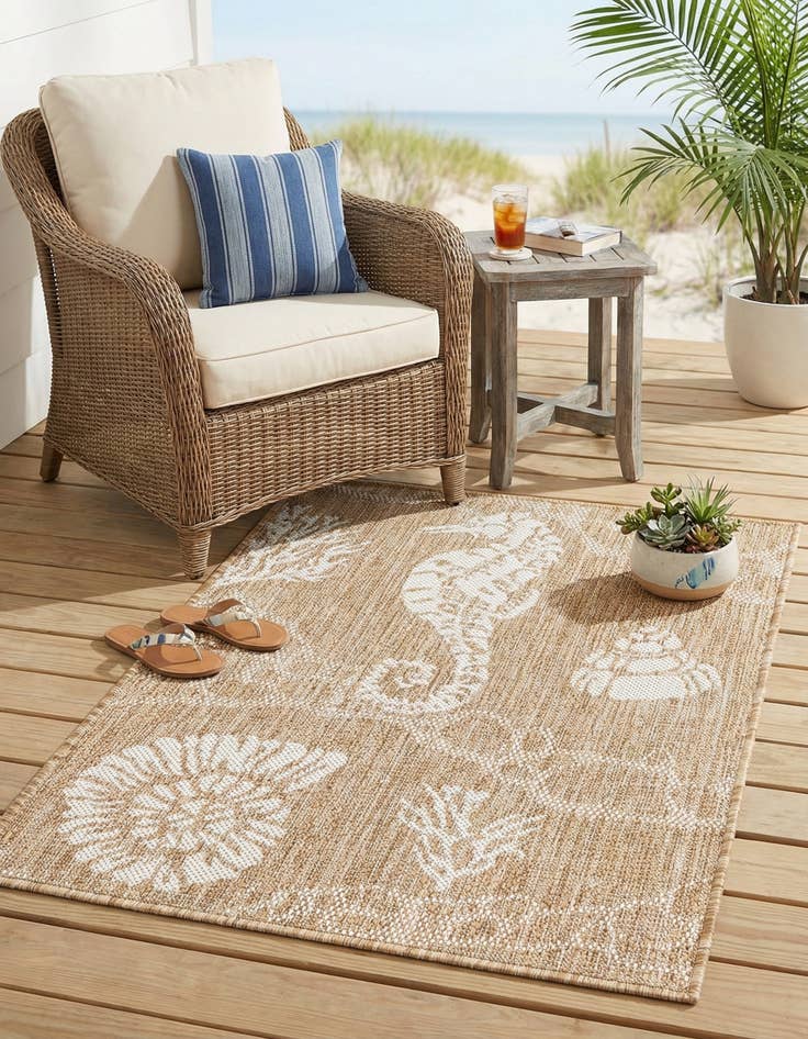 Detail image of 2' x 3'  Washable Coastal Indoor / Outdoor Rug