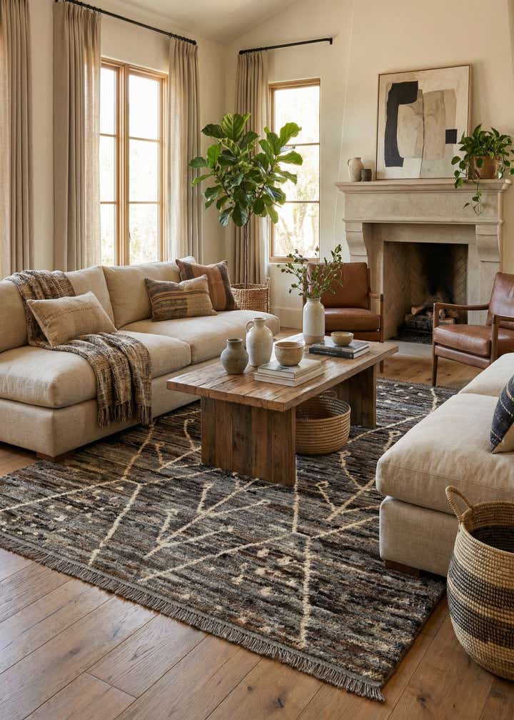 5' x 6' 4 Hand Knotted Moroccan Wool Rug