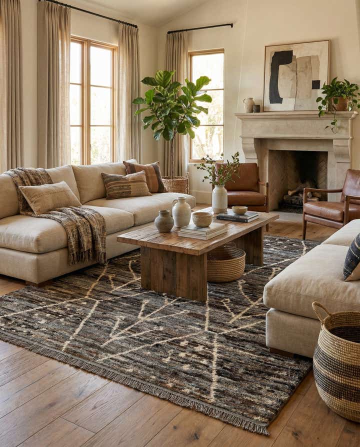 5' x 6' 4 Hand Knotted Moroccan Wool Rug