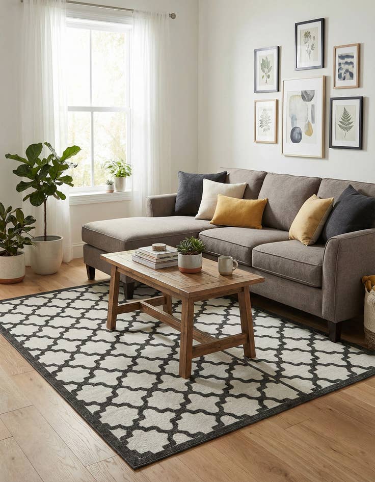 Detail image of 6' x 9'  Washable Trellis Indoor / Outdoor Rug