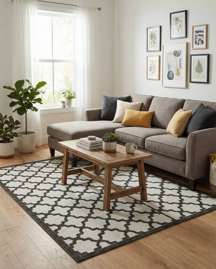 Detail image of 6' x 9' Easy-Clean Trellis Indoor / Outdoor Rug
