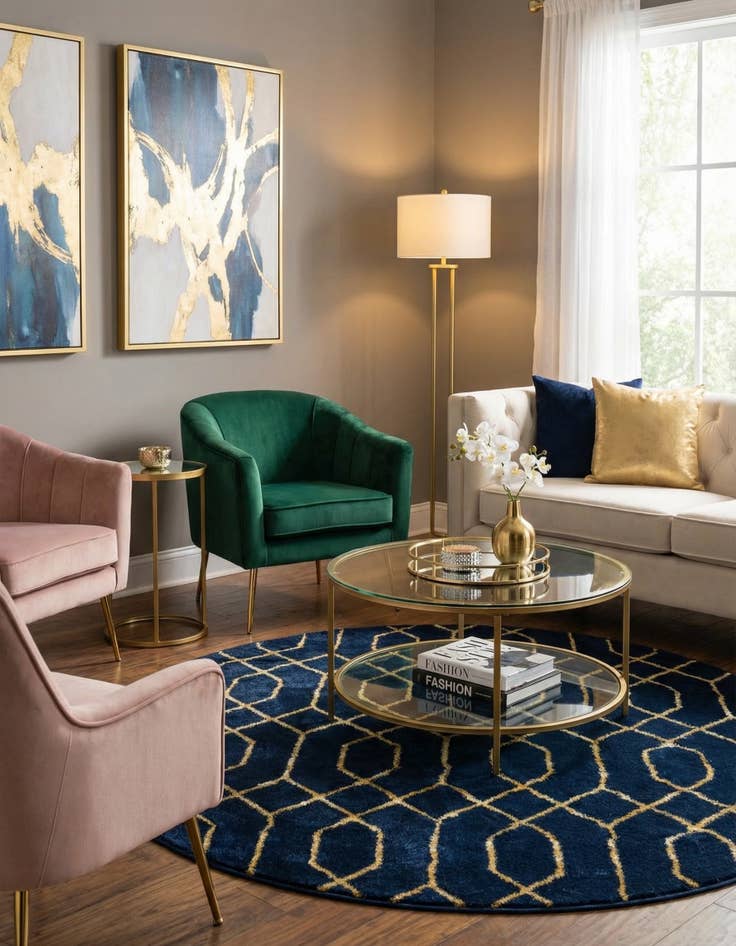 Detail image of 5' 3 x 5' 3  Marilyn Monroe™ Glam Trellis Round Rug