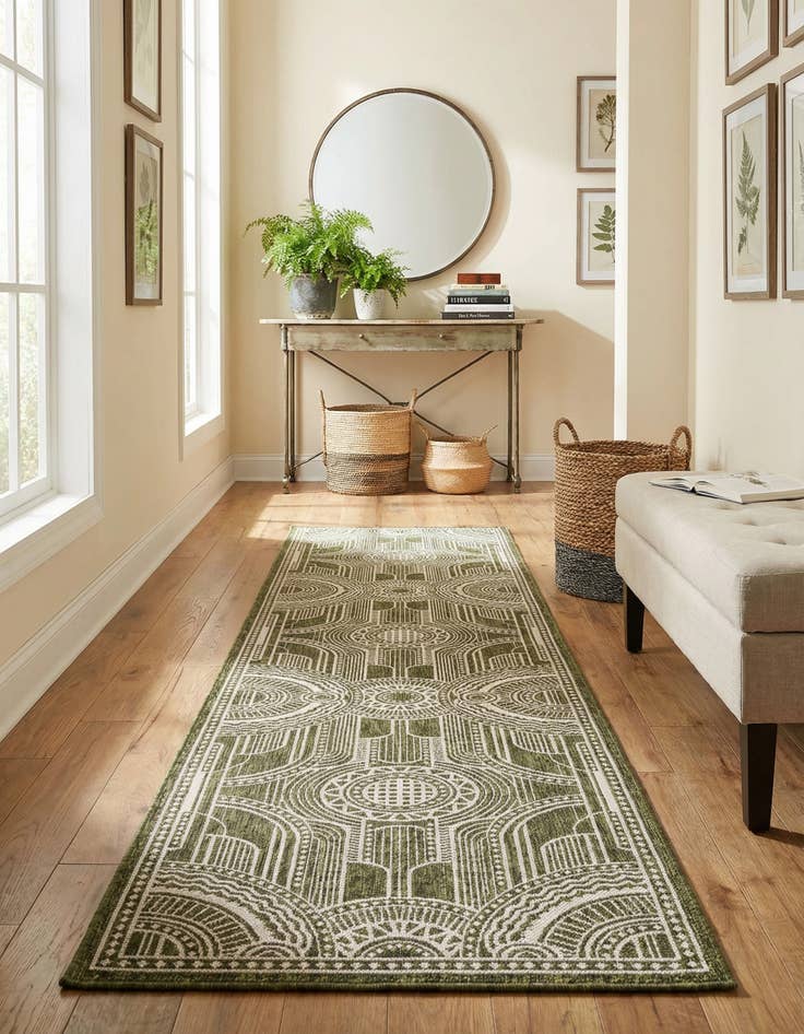 Detail image of 2' 7 x 12'  Washable Traditional Indoor / Outdoor Runner Rug