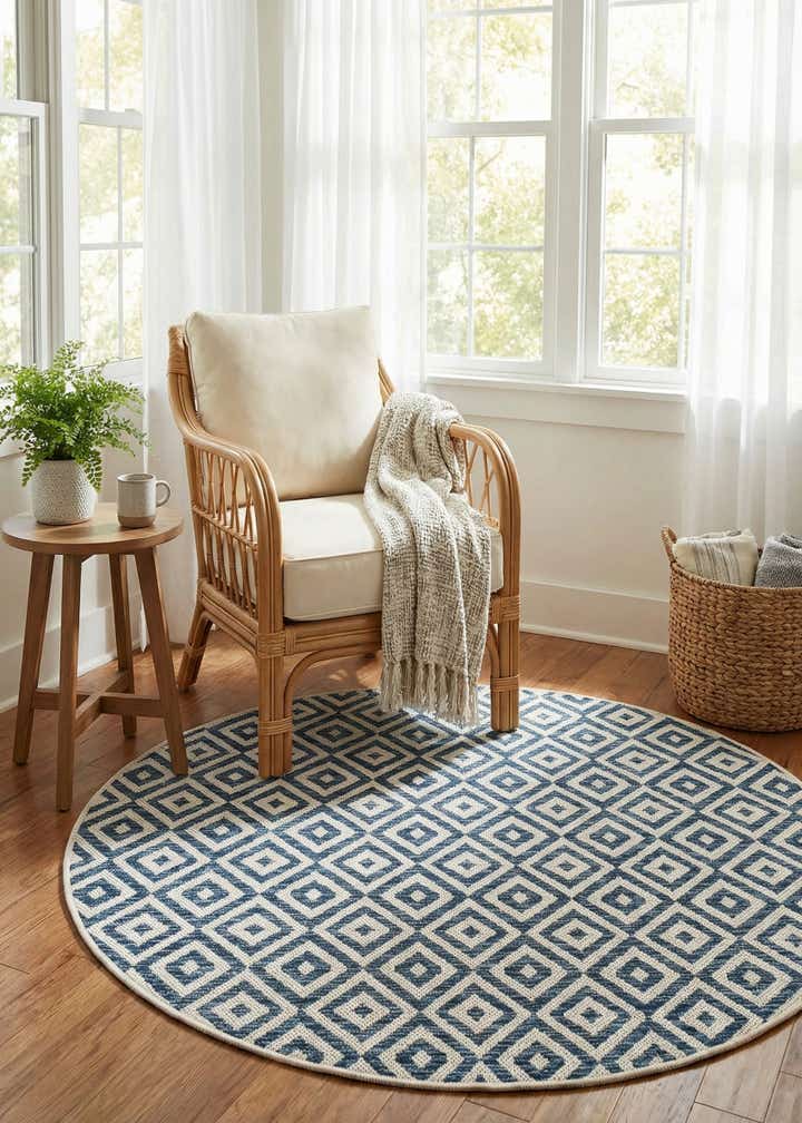 4' x 4' Easy-Clean Jill Zarin Costa Rica Indoor / Outdoor Round Rug
