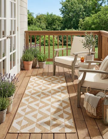 Beige Easy-Clean Jill Zarin Napa Indoor / Outdoor Runner Rug
