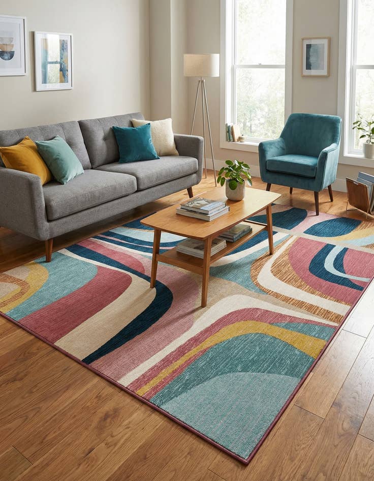 Detail image of  6' x 9'  Washable Modern Indoor / Outdoor Rug