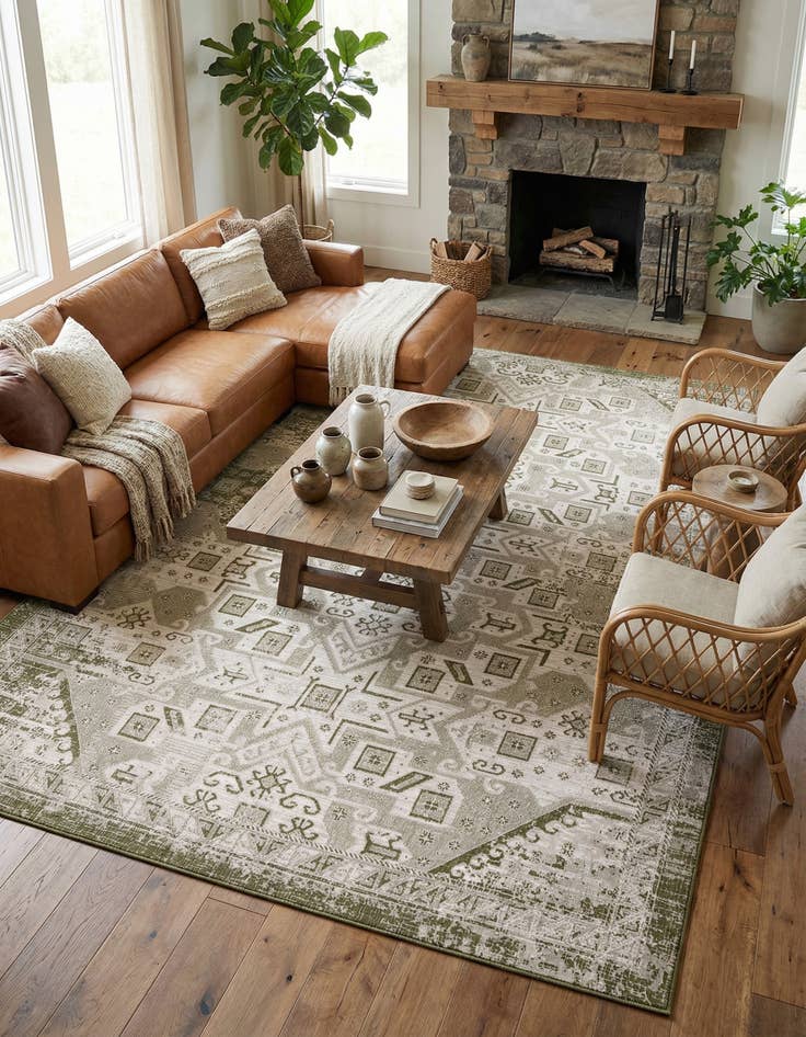 Detail image of 10' x 14'  Washable Aztec Indoor / Outdoor Rug