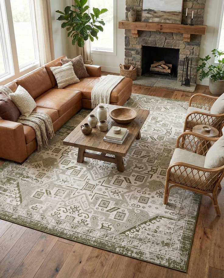 Detail image of 10' x 14' Easy-Clean Aztec Indoor / Outdoor Rug