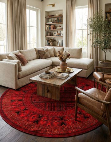 Red Bokhara Round Rug