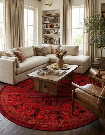 Red Bokhara Round Rug