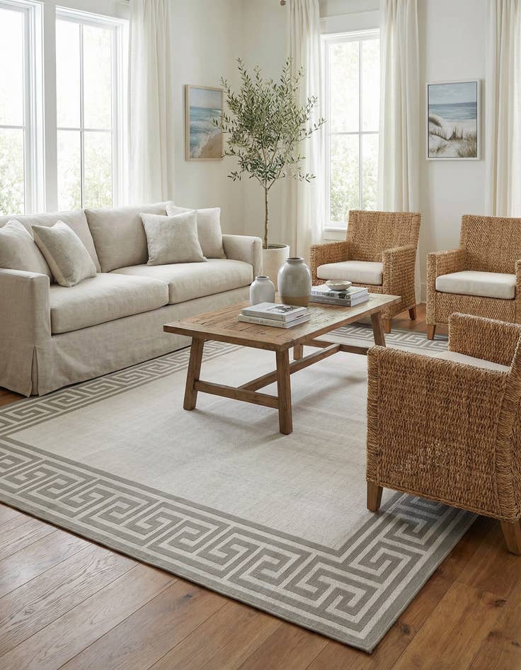 Detail image of 9' x 12'  Washable Coastal Indoor / Outdoor Rug