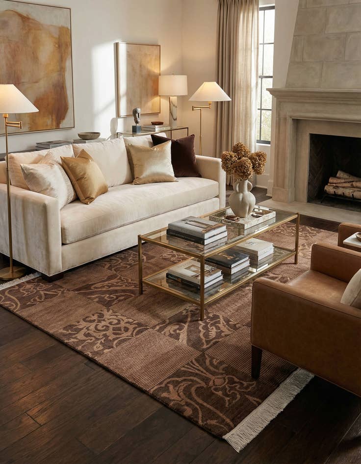 Detail image of  5' 9 x 8'  Hand Knotted Darya Wool Rug