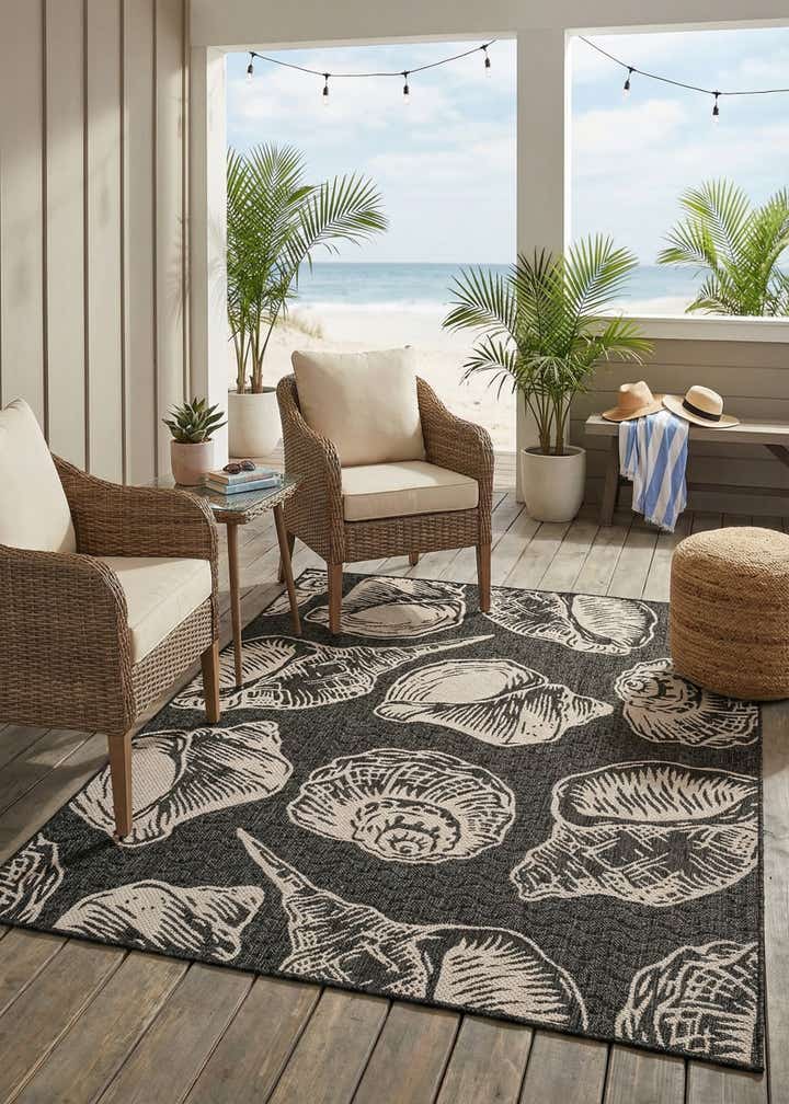 5' 3 x 7' Easy-Clean Coastal Indoor / Outdoor Rug