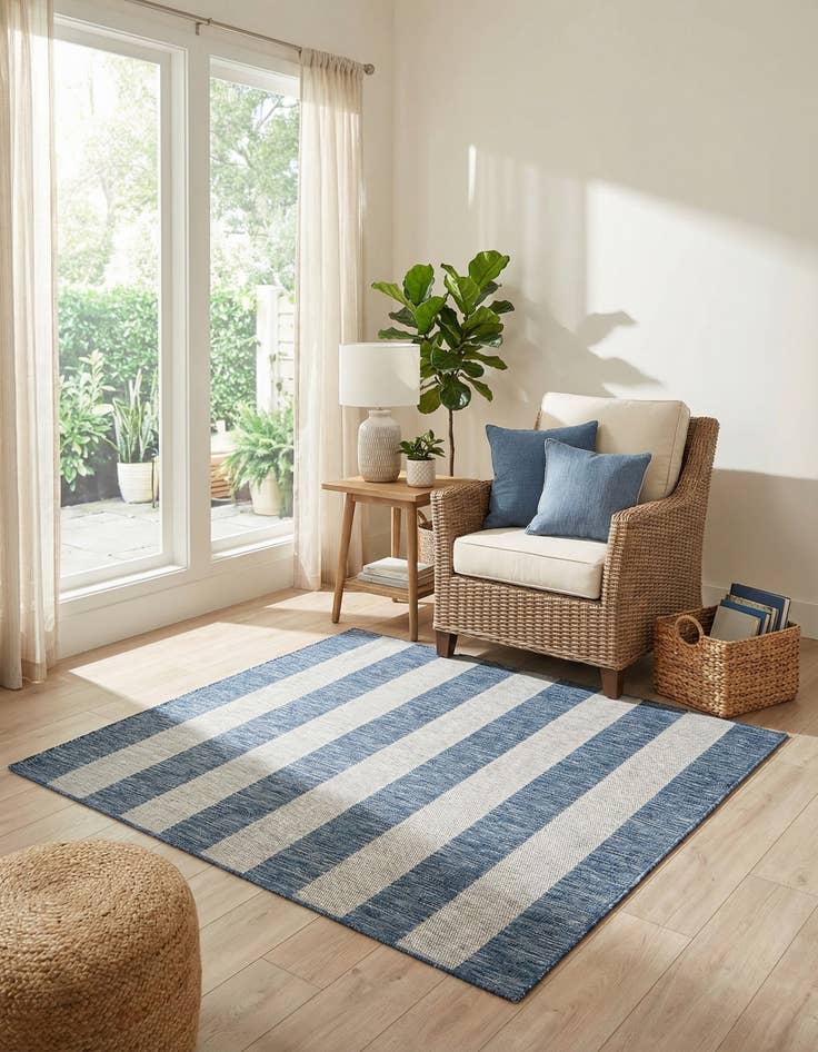 Detail image of  6' x 6'  Washable Ribbon Indoor / Outdoor Square Rug