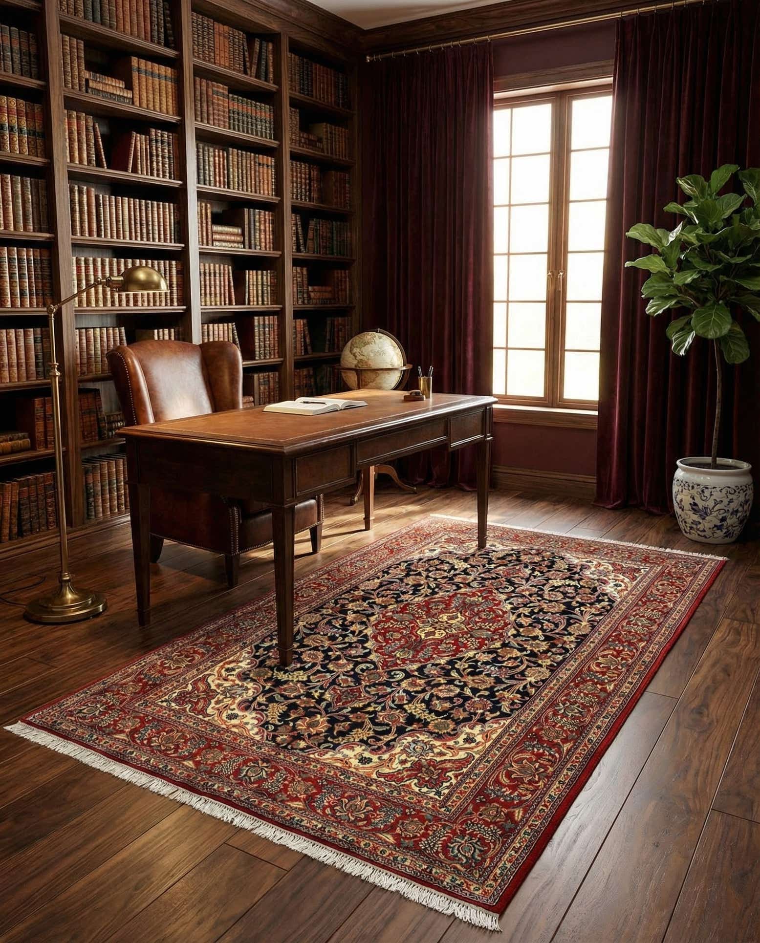 135cm x 225cm Handgeknüpft Qom Persisch Teppich