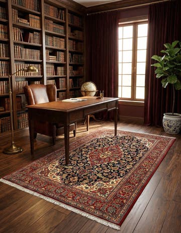 4' 6 x 7' 5 Hand Knotted Qom Persian Rug