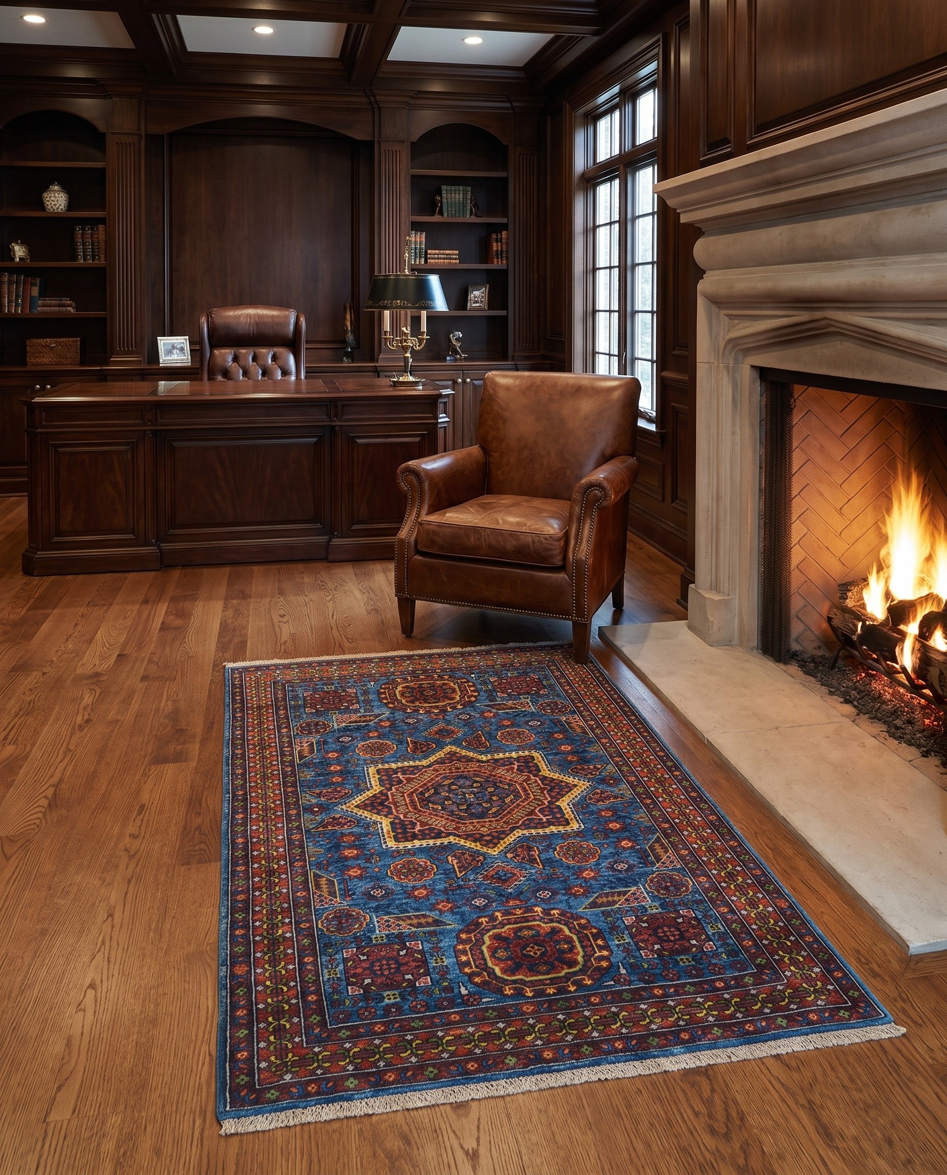 3' 5 x 5' Hand Knotted Mamluk Ziegler Rug