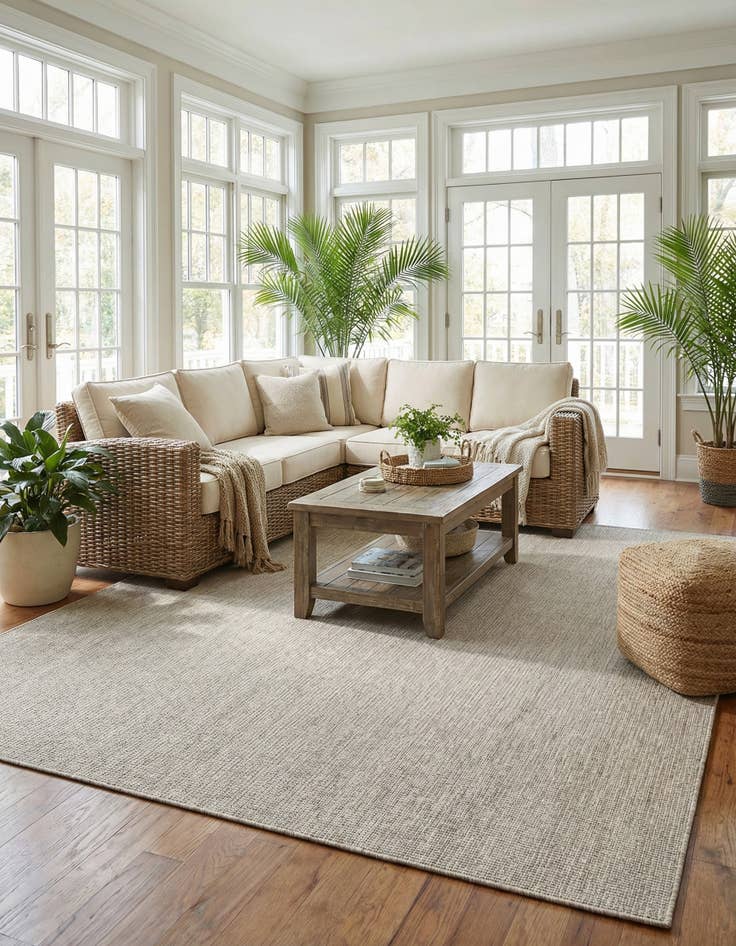 Detail image of 12' x 16' 1  Washable Solid Indoor / Outdoor Rug